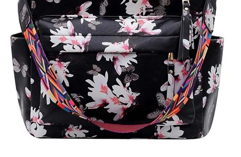 Floral Backpack In Black - Picture 2 of 3